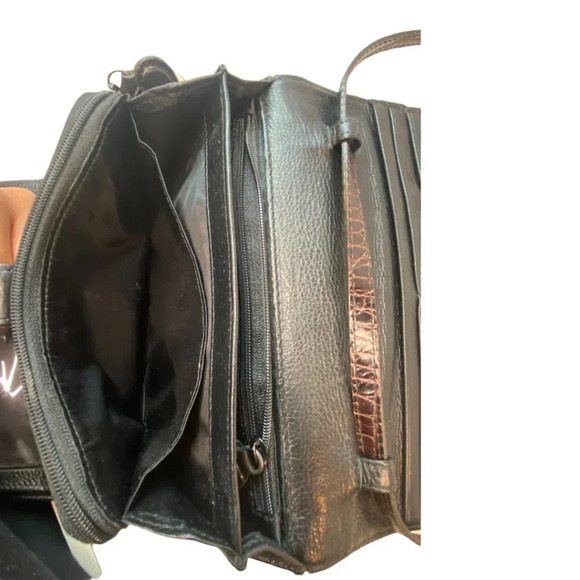 Brighton Black Brown leather‎ Reptile  pattern Crossbody - Picture 4 of 5